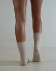 Cable Knit / Cashmere Wool Socks / Natural