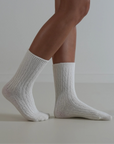 Cable Knit / Cashmere Wool Socks / Milk
