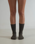 Ribbed / Cashmere Wool Knit Socks / Choc