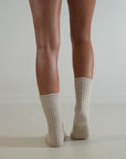 Ribbed / Cashmere Wool Knit Socks / Natural
