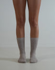 Ribbed / Cashmere Wool Knit Socks / Taupe