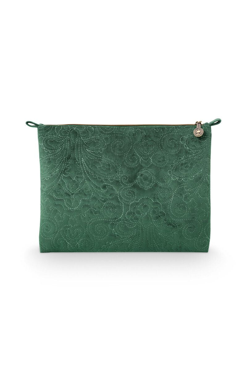 Cosmetic Flat Pouch / Large / Velvet Quilted / MOQ 1
