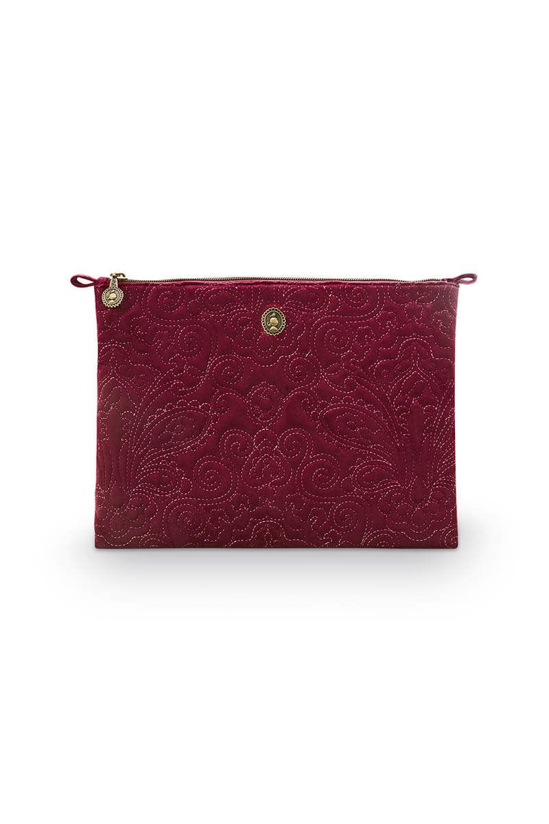 Cosmetic Flat Pouch / Large / Velvet Quilted / MOQ 1