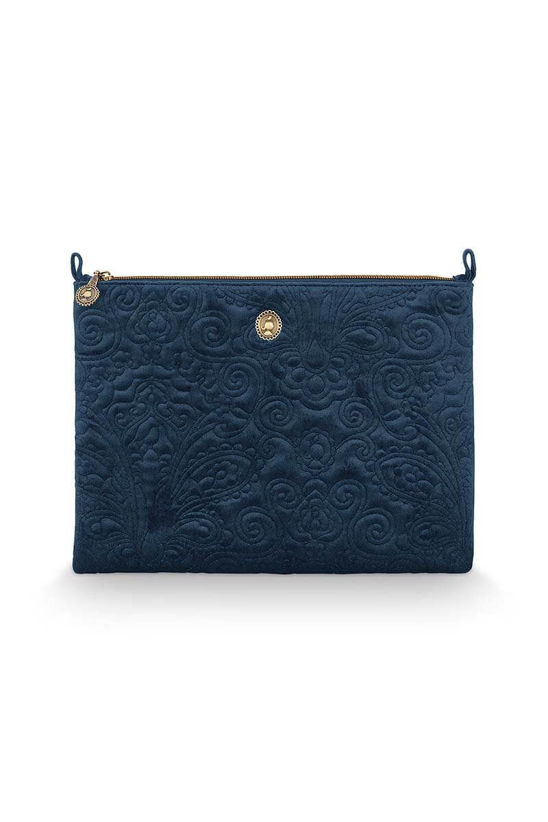 Cosmetic Flat Pouch / Large / Velvet Quilted / MOQ 1