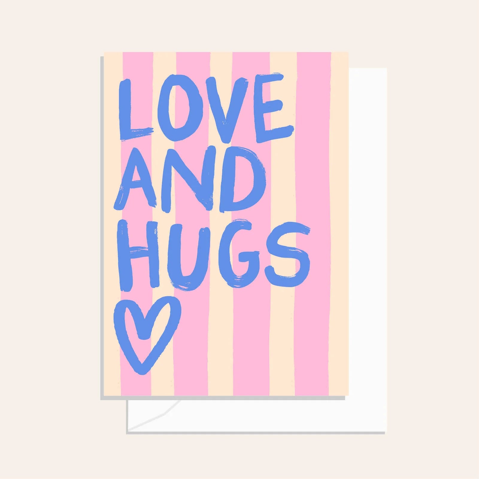 Greeting Card / Brushy Love and Hugs Stripe / $2.95 unit / MOQ 1 pack of 6