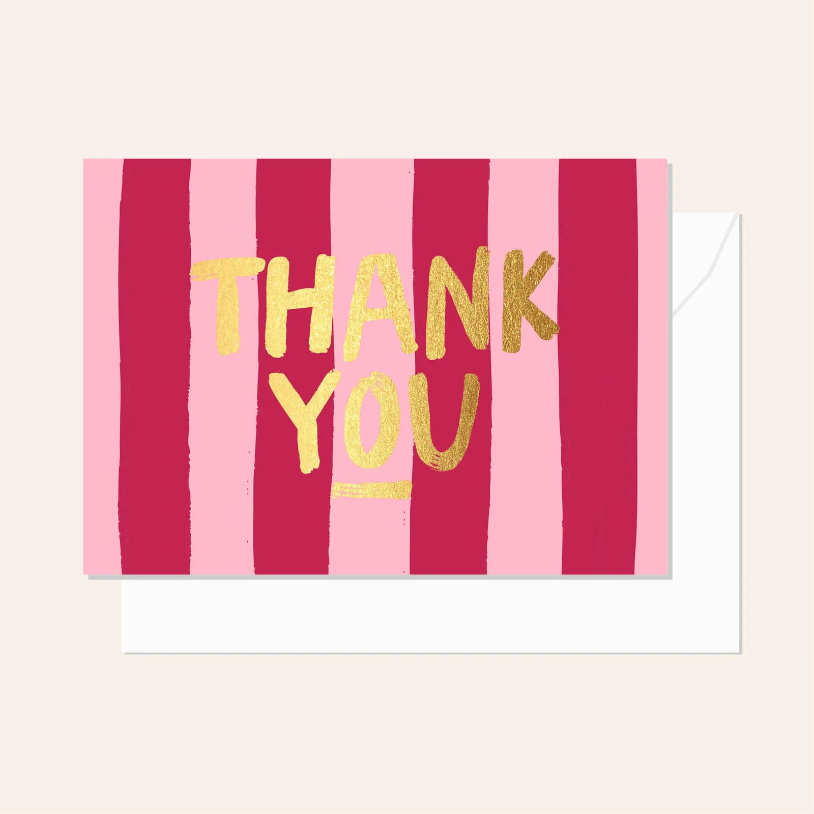 Greeting Card / Brushy Thank You Cherry Stripe / $3.15 unit / MOQ 1 pack of 6