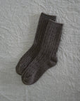 Cable Knit / Cashmere Wool Socks / Choc