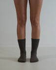 Cable Knit / Cashmere Wool Socks / Choc
