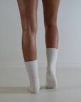 Cable Knit / Cashmere Wool Socks / Milk