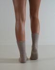 Cable Knit / Cashmere Wool Socks / Taupe