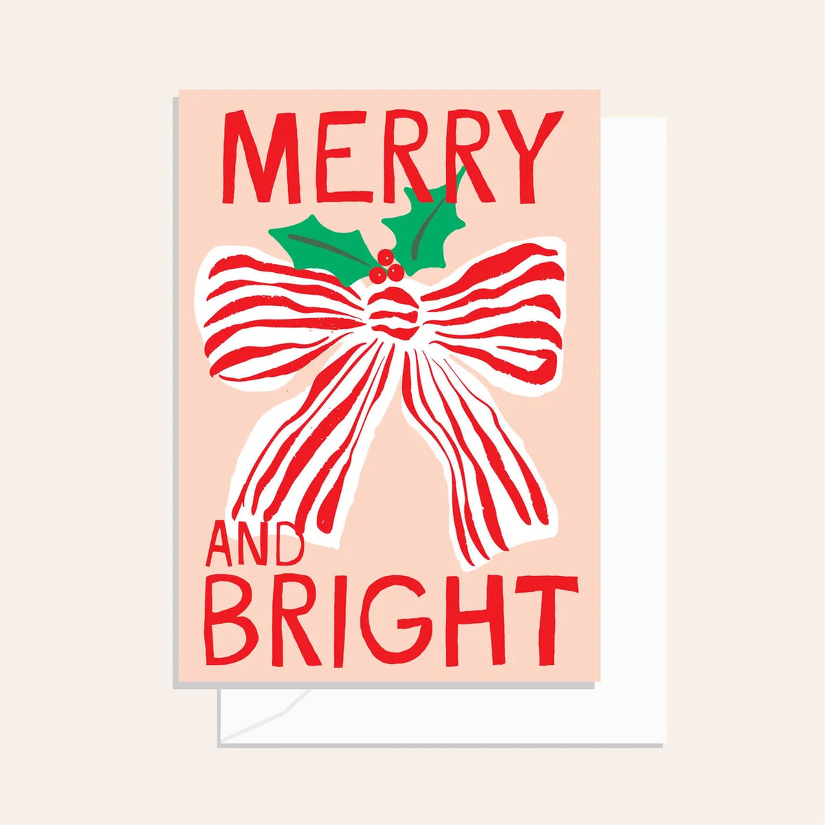Greeting Card / Merry &amp; Bright Bow / $2.95 unit / MOQ 1 pack of 6
