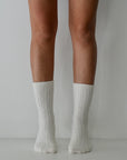 Cable Knit / Cashmere Wool Socks / Milk