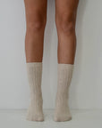 Ribbed / Cashmere Wool Knit Socks / Natural