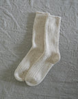 Ribbed / Cashmere Wool Knit Socks / Natural