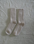 Ribbed / Cashmere Wool Knit Socks / Taupe