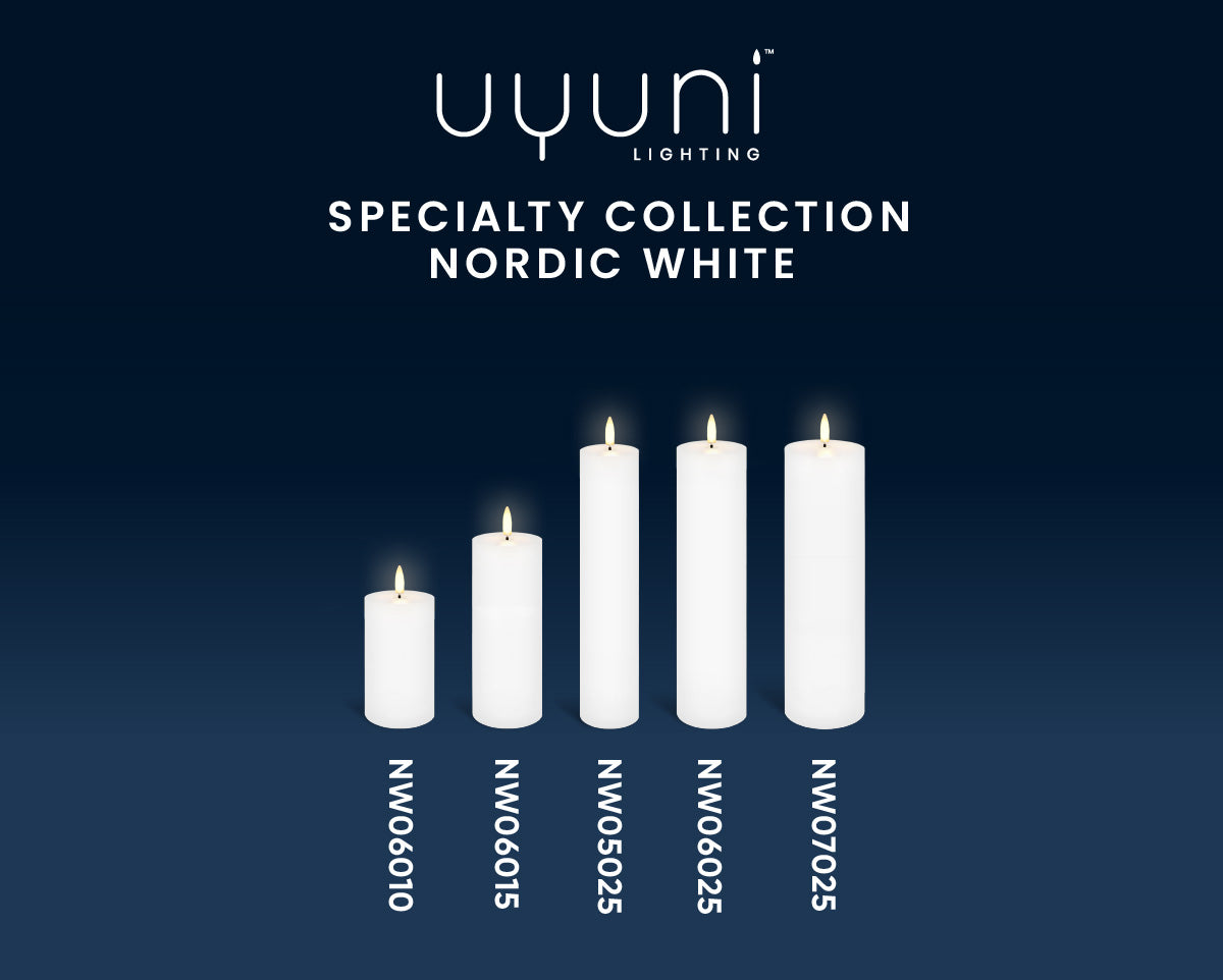 Flameless Candle / Specialty Pillars / Nordic White (MOQ 4)