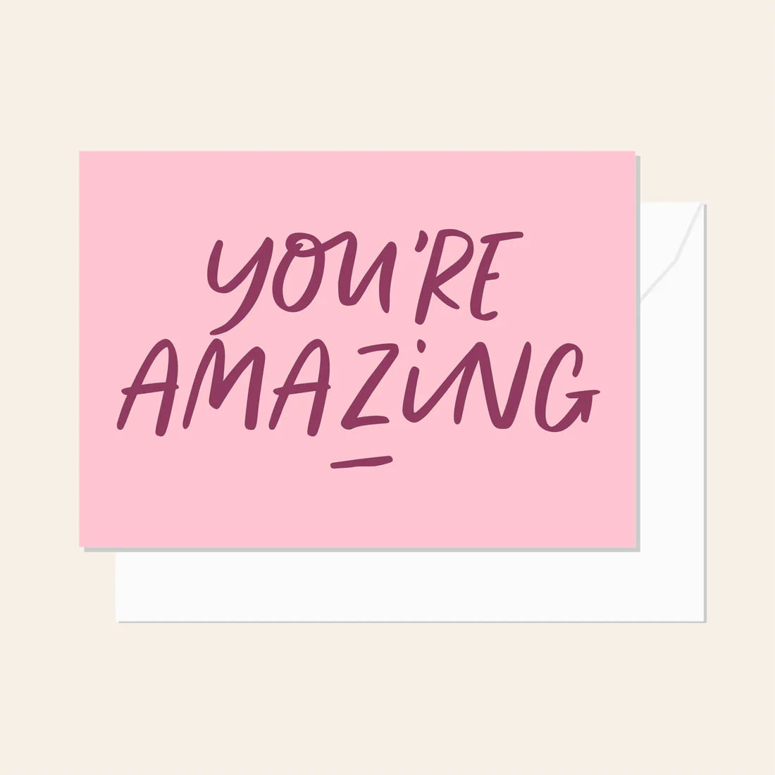 Greeting Card / You're Amazing Script Burgundy / $2.95 unit / MOQ 1 pack of 6